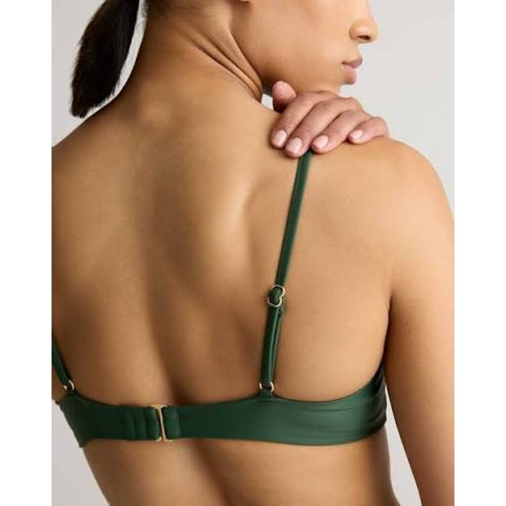QUINCE Italian V-Neck Bikini Top SUSTAINABLE Swimsuit NWT Palm Green Sz Small S - Picture 2 of 5